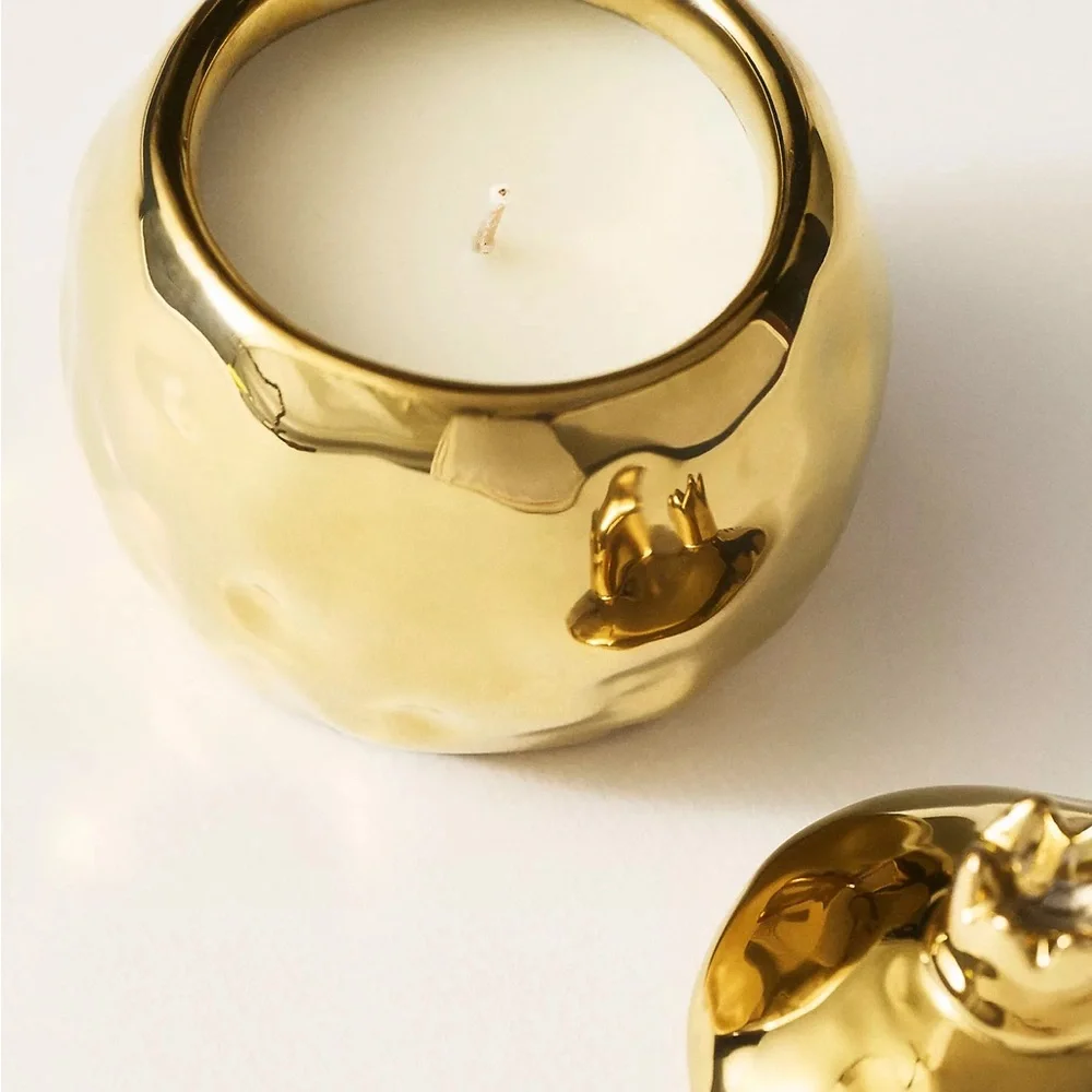 Anthropologie Pomme Rouge Ceramic Fruit Candle NWT Pomegranate - Picture 3 of 3